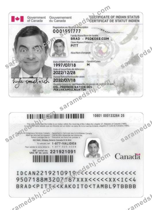 Canada Indian status ID card